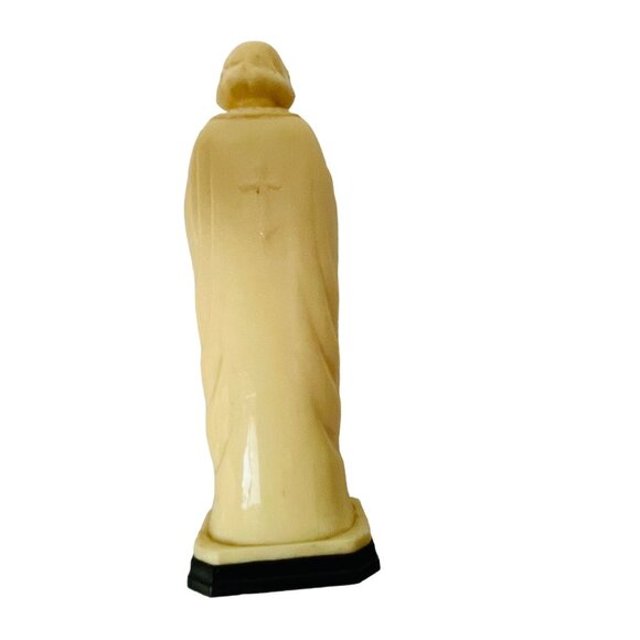 CMIP vory-Colored Statue Of Jesus Holding Orb On Black Base 5 1/2" Religious - Picture 3 of 8